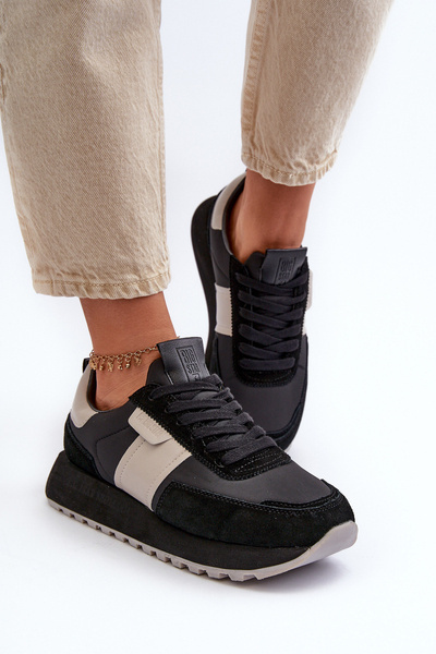 Sneakersy Damskie Platforma Czarne Memory Foam System Big Star NN274502