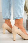 Classic Women's Pumps On A Block Heel Suede Beige Eleanor
