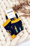 Men's Funny Mismatch Beer Bottle Socks Navy Blue