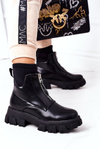 Women's Platform Boots With A Zipper Black Cheers