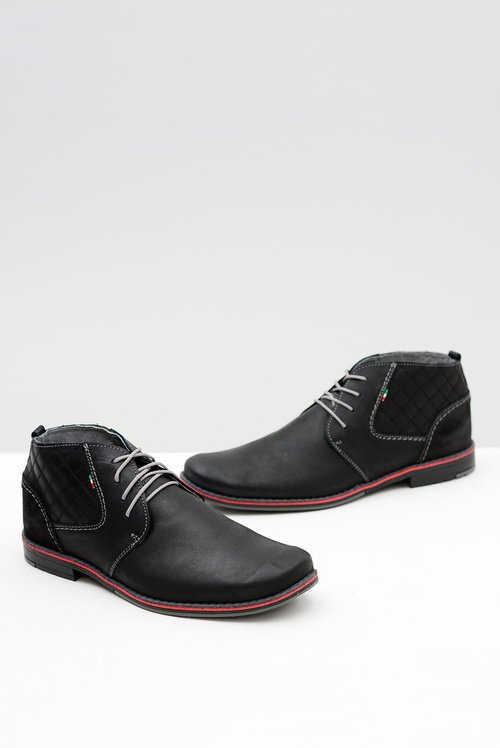 Męskie Czarne Skórzane Półbuty Graziano