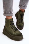 Leather Boots On Massive Platform Maciejka 06309-24 Olive