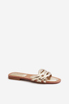 Women's Eco Leather Flat Heel Sandals Gold Moldela