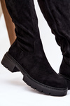 Women's boots from eco suede black Oceana