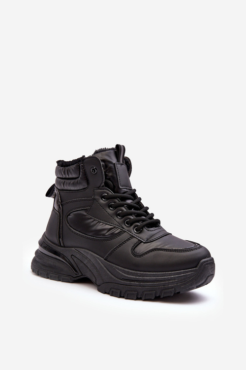 Buty Sportowe Damskie Ocieplane Sznurowane Czarne 23BT26-6518