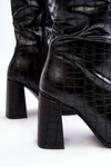 Women's High Heel Boots Animal Print Black Mambra