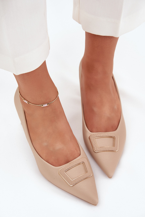 Heels With Decorative Buckle Nude Seriva