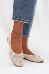 Ballet Flats With Weaving And Bow Ecru Belirra