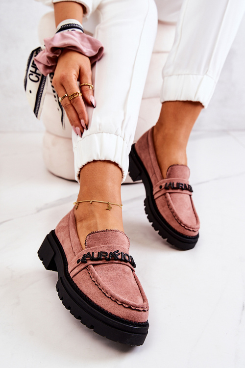 Suede Loafers Letters La.Fi 210001DP-SU Dirty Pink