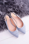 Lu Boo Blue Suede Ballerinas Pointed Zirconia Ballerinas Macron
