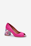 Leather pumps with decorative heel Fuchsia Lewski Shoes 2608/K
