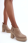 Women's Boots On Massive Heel With Zipper 1755 Zazoo Beige
