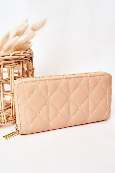 Large Quilted Women's Wallet Beige