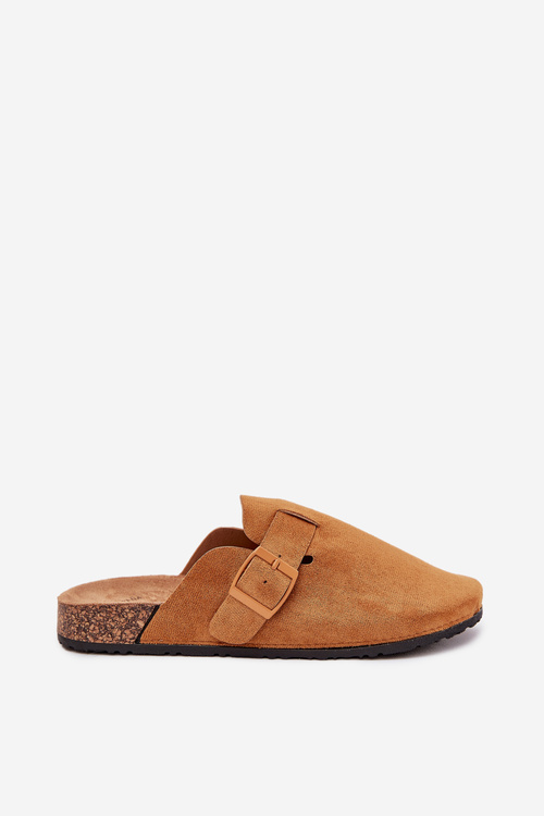 Damskie Klapki Chodaki Z Klamrą Camel Klarae