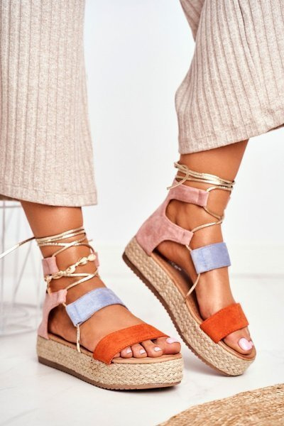 Women's Espadrilles Platform Tied Orange Fuerta