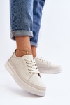 Buty Sportowe Sneakersy Damskie Skóra Failla Białe SP 020