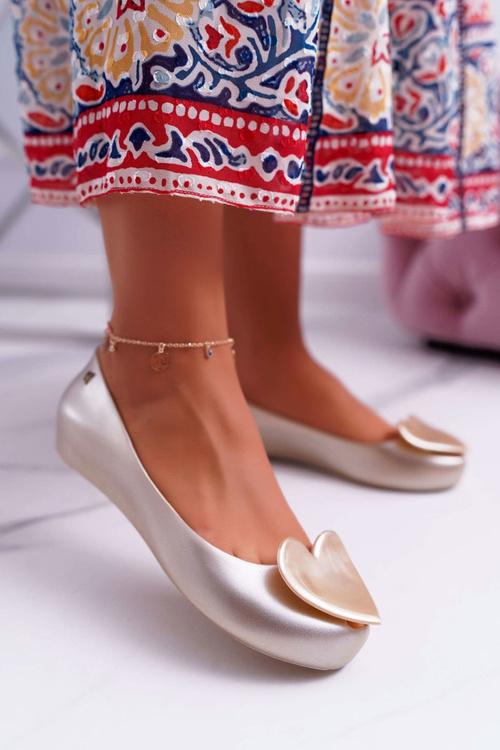 Złote Damskie Balerinki Meliski Serca Diamond