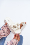 Women's Flip Flops with Bow and Teddy Bear White Katterina