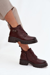 Low Insulated Women's Ankle Boots on Block Heel with Decorative Strap Bordeaux Therisse