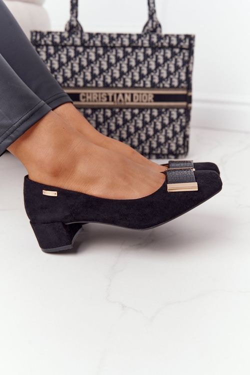 Suede Pumps On A Block Heel Sergio Leone PB142 Black