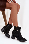 Women's ankle boots with fringe on heel Black Rosabella