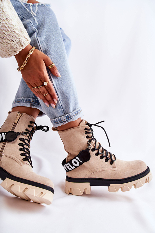 Suede High Boots With Warming Beige Danity