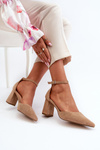Pumps with Pointed Toes in Beige Faux Suede Halene