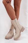 Women's Workery Boots With Buckles Bear Heart Beige Iravine