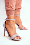 High Heel Suede Sandals Grey Liberty