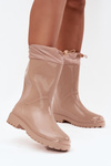 Beige Women's Rain Boots With Elastic Kessia