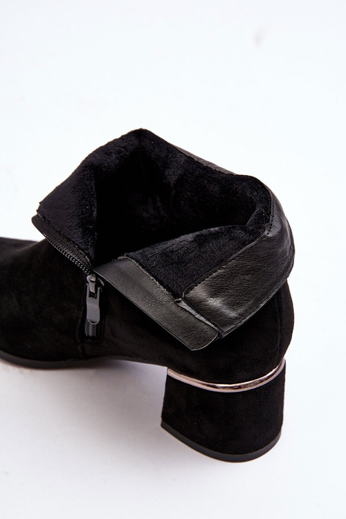 Botki Damskie Zamsz Obcas Czarne Mebassa 23BT35-6420
