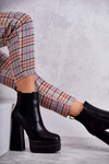 Women's Leather Boots On A Massive Heel Black Jones