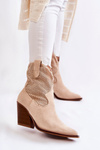 Women's Suede Openwork Boots Cowboy Beige Eleonore