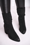 Women’s Boots On High Heel Eco-Suede Black Up Side