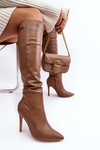 Women's High Heel Boots Dark Beige Sirenpha