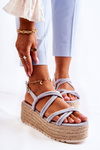 Sandals On A Braided Platform Blue Crazy In Love