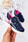 Children's Leather Sport Shoes With Rainbow Navy Blue Jasmine