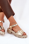 Eco Leather Women's Sandals With Buckle Golden Gofielle