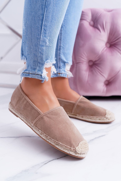 Lu Boo Beige Linen Slip On Ramen Espadrilles