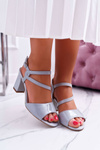 Women's Stiletto Sandals Sergio Leone SK844 Lacquered Grey Tres