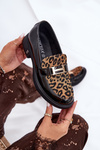Leather Patent Loafers Leopard Vinceza 66790 Black