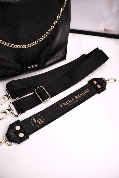 Women's Handbag With Detachable Straps LAURA BIAGGI Patent Black