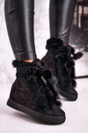 Women's Platform Sneakers with Fur Black Pretty