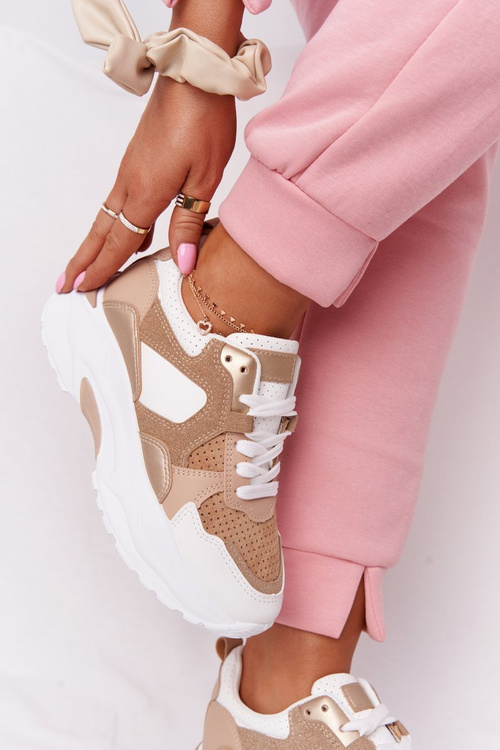 Women's Sneakers On A Chunky Sole Beige Yolo