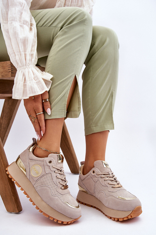 Women's Suede Platform Sports Shoes GOE LL2N4001 Beige