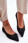 Ornamented Suede Ballet Shoes Black Noldaia