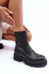 Leather Boots With Flat Heel And Zip Black Vimal