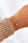 Chain Bracelet With A Safety Pin And Cubic Zirconia Gold
