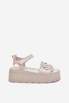 Ladies Leather Sandals On Platform Beige CheBello 4701