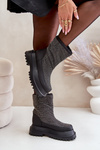 Embellished Snow Boots On Platform And Flat Heel Black Avivina